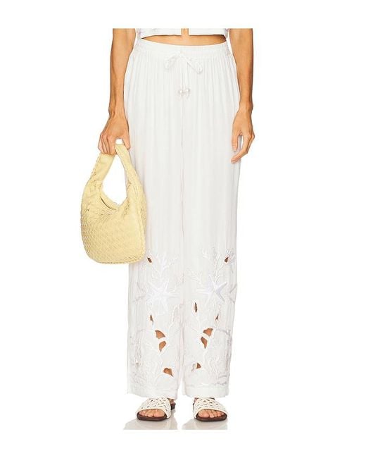 Leslie Amon White Coral Reef Pant