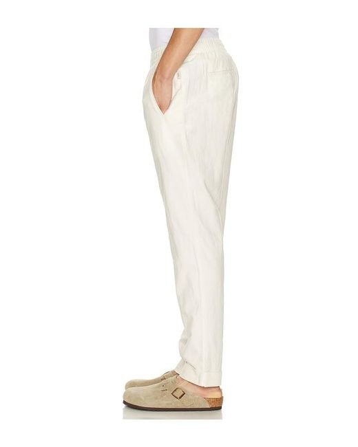 Onia White Linen Cotton Stretch Cuff Pant for men