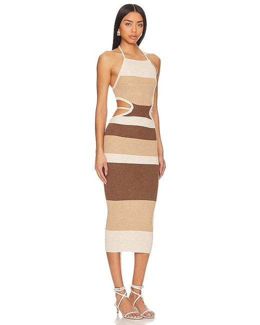 Camila Coelho Natural Emlyn Stripe Knit Dress