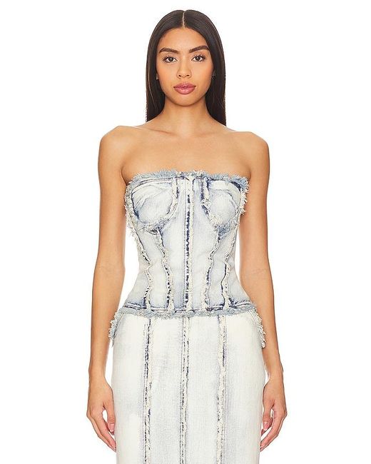 h:ours White Letitia Corset Top