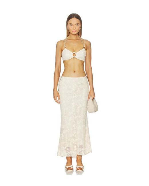 Kulani Kinis White Lace Side Tie Maxi Skirt