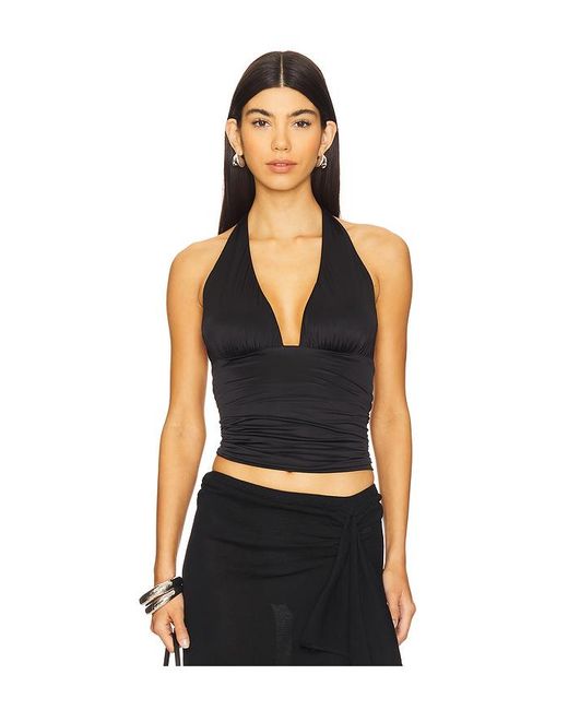 GOOD AMERICAN Slinky Jersey Halter Top Black