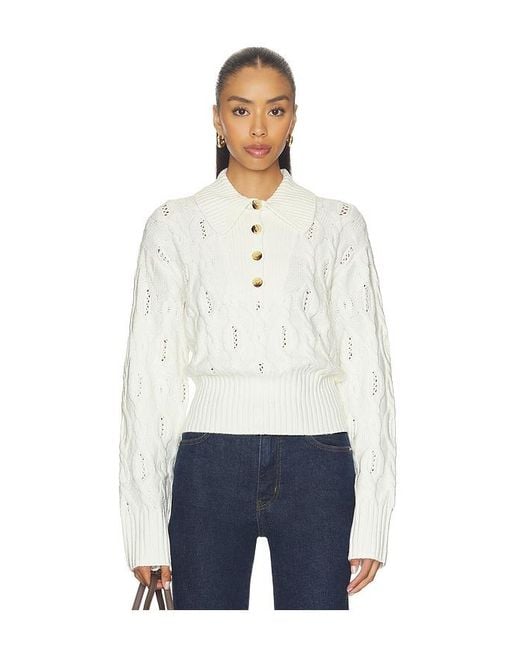 LPA White Mia Cable Sweater