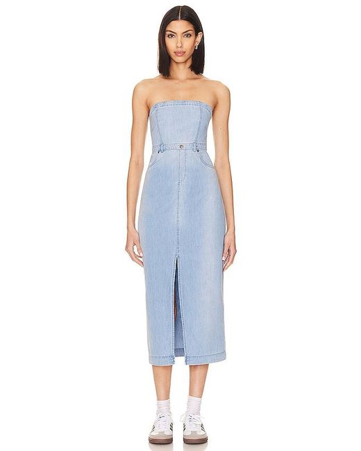 Free People Blue MIDI-KLEID PICTURE PERFECT