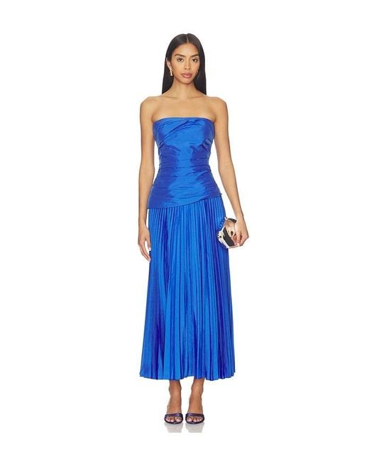 Jonathan Simkhai Blue Arie Strapless Bustier Midi Dress