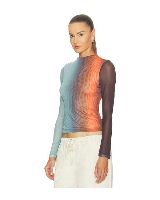 ROAME. Blue Evie Mesh Long Sleeve Top