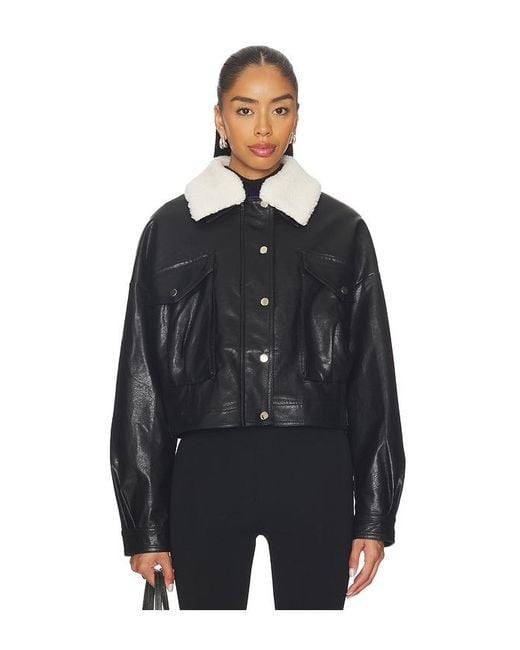 superdown Black Colette Faux Leather Jacket
