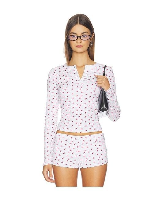 Frankie's Bikinis White Amora Cotton Long Sleeve Shirt