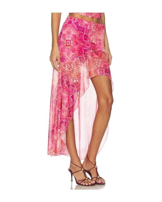 Runaway the Label Pink Emery Midi Flounce Skirt