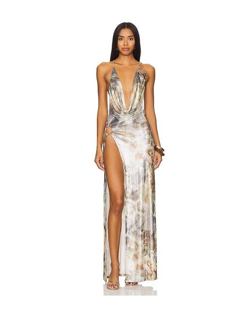 Jaded London Vixen Trim Maxi Dress in Natural | Lyst