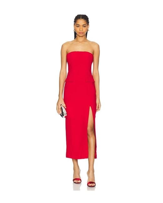 Bardot Red Nikki Strapless Midi Dress