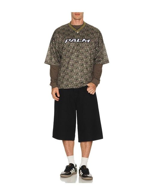 Palm Angels Black Camo Allover Palm Sport Tee for men
