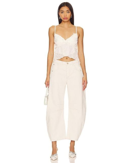 Free People Natural X We The Free Good Luck Mid Rise Barrel Jeans