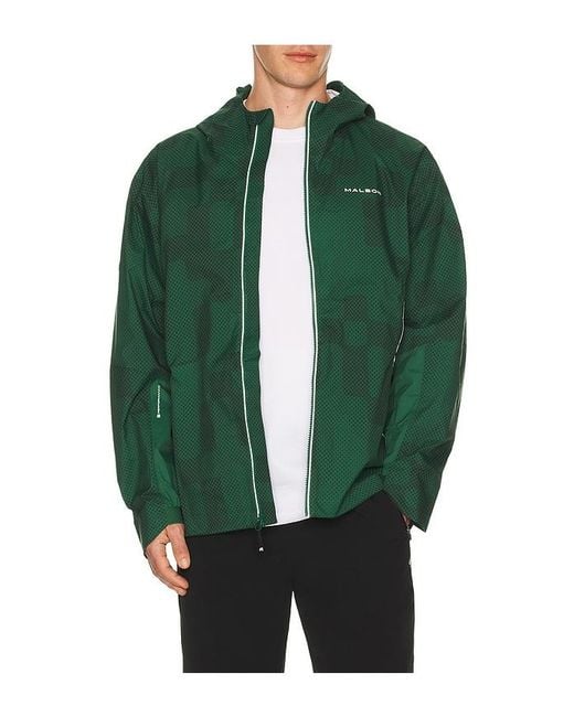 Malbon Green Performance Full Zip Rain Jacket for men