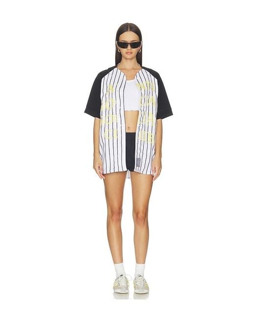 ANTI SOCIAL SOCIAL CLUB Black Pinstriped Baseball Jersey for men