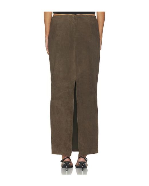 St. Agni Brown Suede Column Skirt