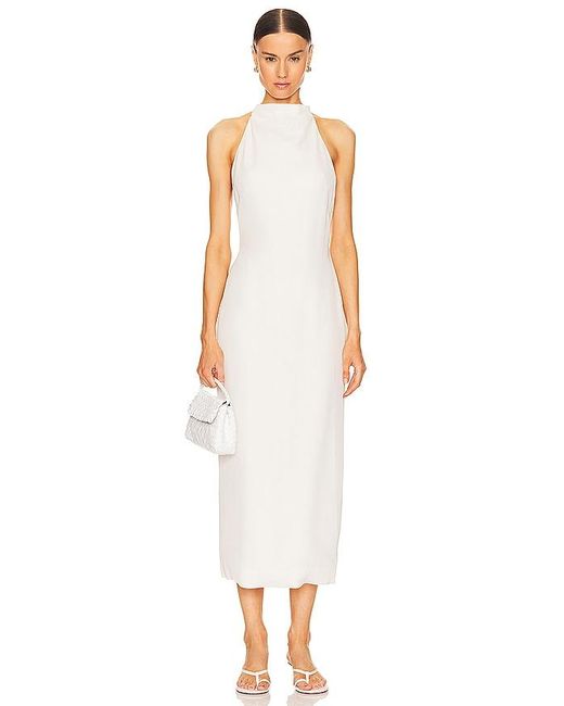 St. Agni White Asymmetrical Belt Back Dress