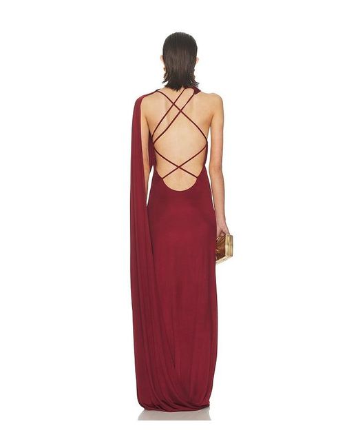 Helsa Red The Muse Cape Jersey Dress