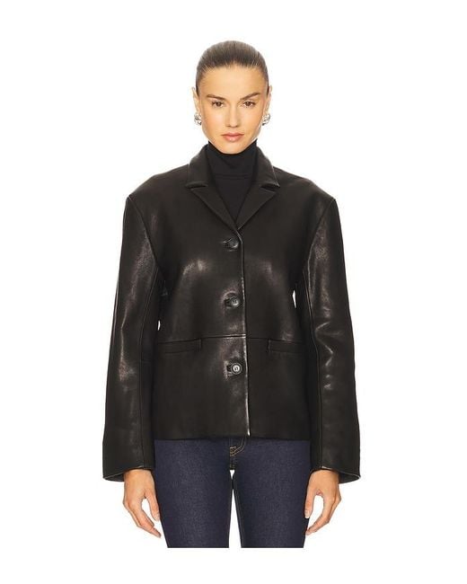GRLFRND Black Marlo Leather Blazer
