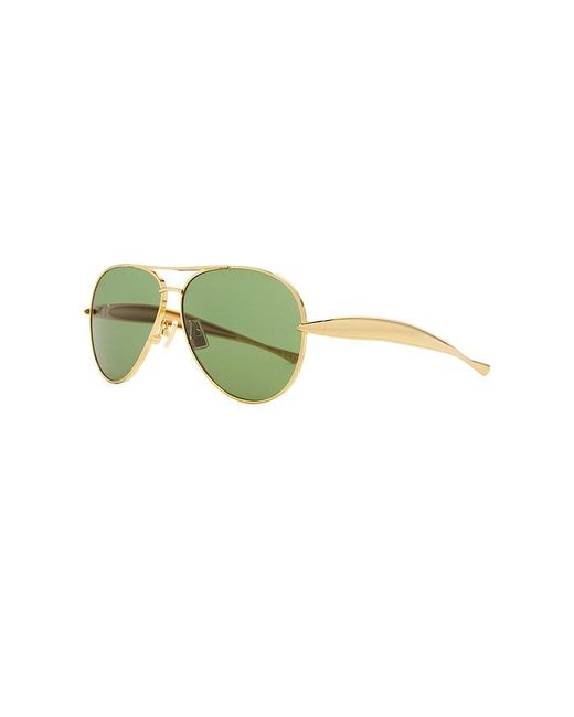 Bottega Veneta Green Sardine Pilot Sunglasses