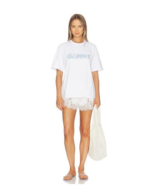 Ganni White Heavy Cotton Jersey Relaxed Fit T-Shirt