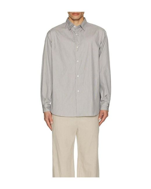 Saturdays NYC White Regular Collar Stripe Shirt for men