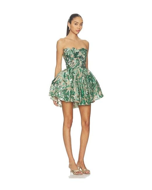 Bronx and Banco Green Chloe Pailette Strapless Mini Dress