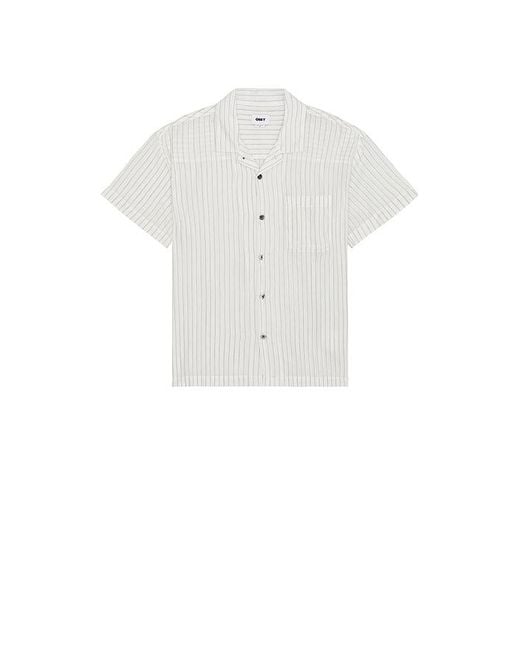 Obey White Donnie Sheer Striped Short Sleeve Shirt for men