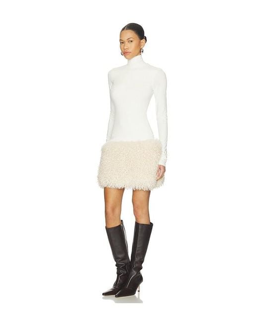 Aniye Records White Nika Faux Fur Mini Dress