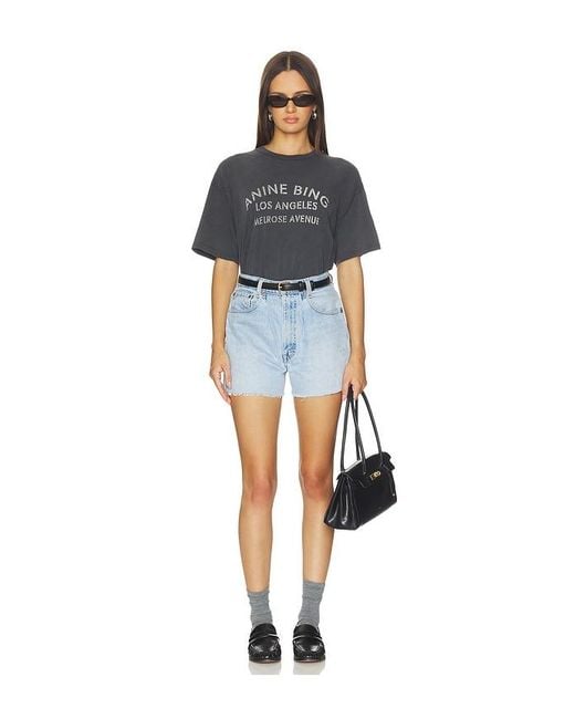 Anine Bing Black Cade Tee Melrose Stencil