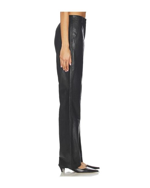 AEXAE Black Leather Pebble Straight Leg Pant