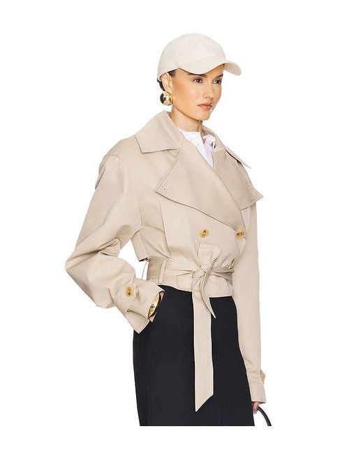 Helsa Natural Oversized Cropped Trench Coat