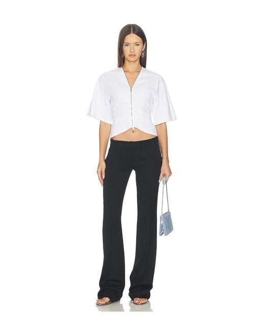 Alexander Wang White Gathered T-Shirt With Continuous Loop Zipper