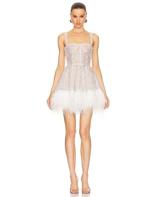 Bronx and Banco White Mademoiselle Beaded Mini Dress