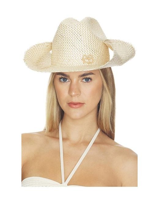 Ruslan Baginskiy Natural Monogram-Embellished Straw Cowboy Hat