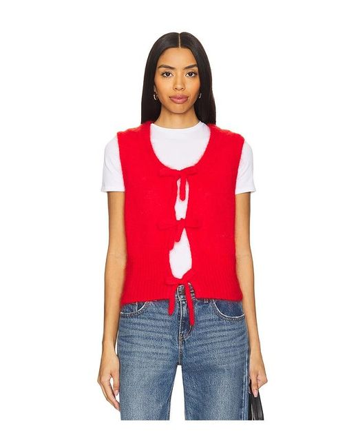 Ganni Red Weste Light Mohair Tie String