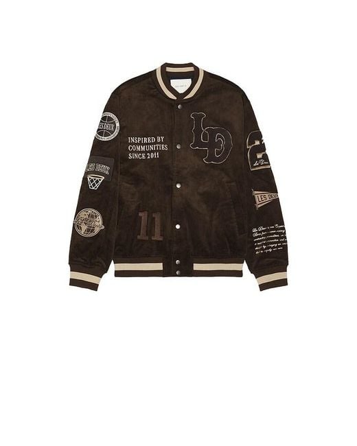 Les Deux Black Corduroy Varsity Jacket for men