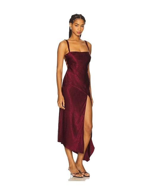 For Love & Lemons Red Carla Jacquard Midi Dress