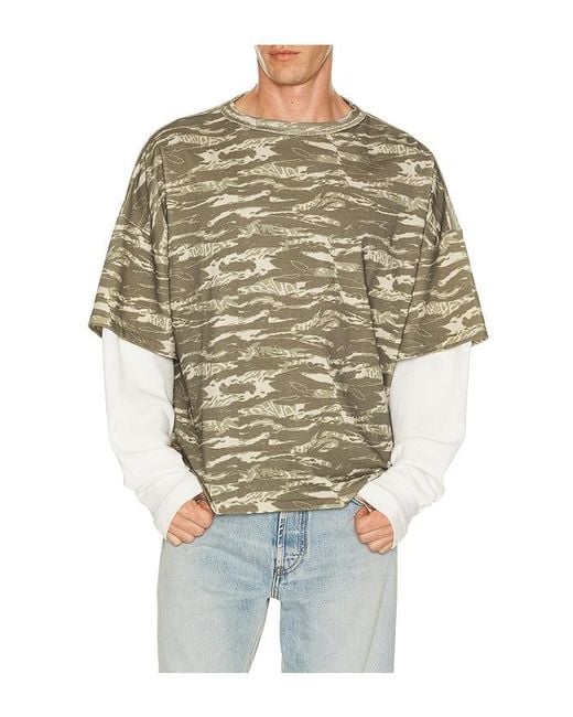 Rhude Multicolor Tiger Camo Double Layer Tee for men