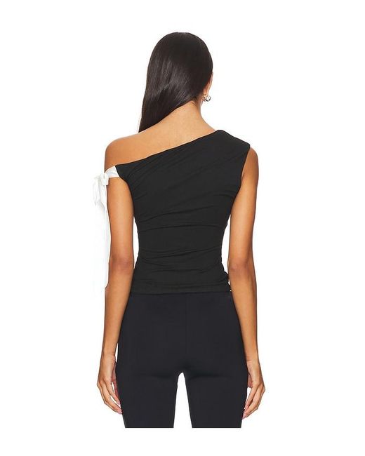 MORE TO COME Black One-Shoulder Tie Sleeve Top