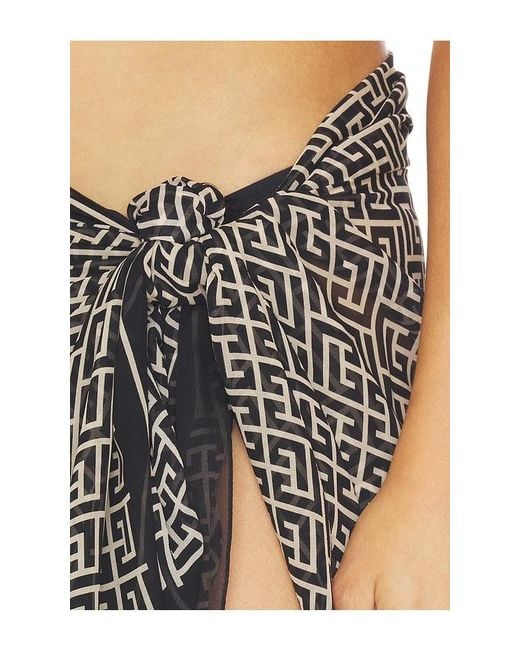 Balmain Black Monogramme Cover Up Pareo