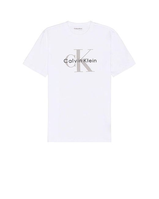 Calvin Klein White Mono Logo Tee for men