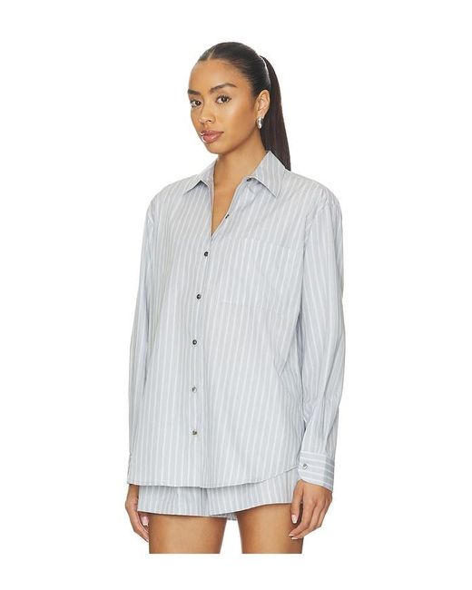 Leset White Yoshi Stripe Classic Button Down