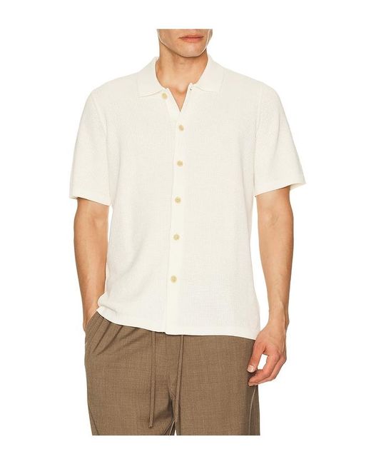 Faherty Brand White Short Sleeve Sunwashed Knitted Shirt for men