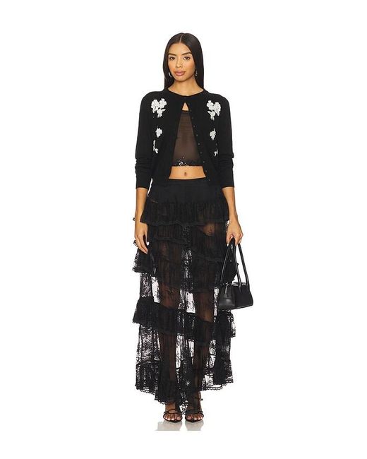 YUHAN WANG Black Floral Sequin Mesh Top