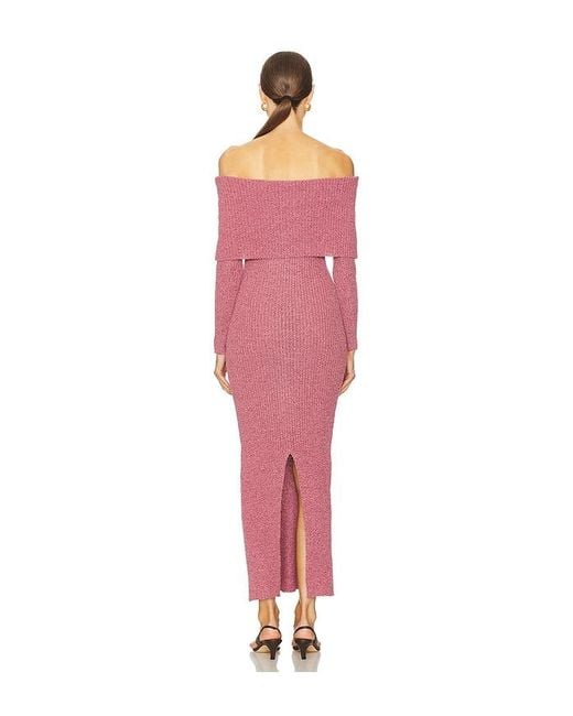 Line & Dot Red Lenora Off Shoulder Dress