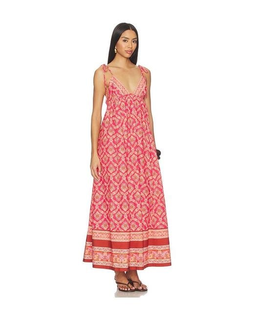 Free People Red Sorrento Stroll Printed Dress