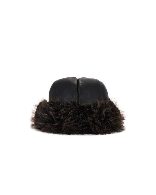 Jocelyn Black Faux Shearling Roller Hat