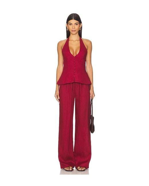 TOP EN LIN en Burgundy AEXAE en coloris Red
