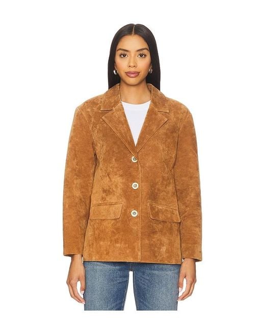 Central Park West Blue Atlas Suede Boyfriend Blazer